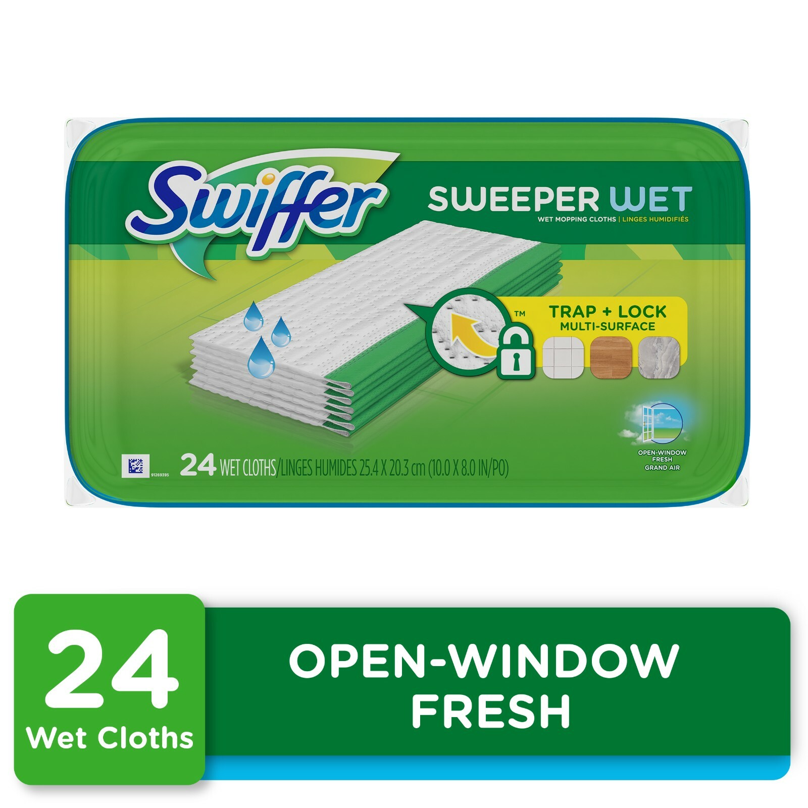 Swiffer SWEEPER WET Mopping Cloths Refill Trap+Lock Multi-Surface ~ Fresh Scent