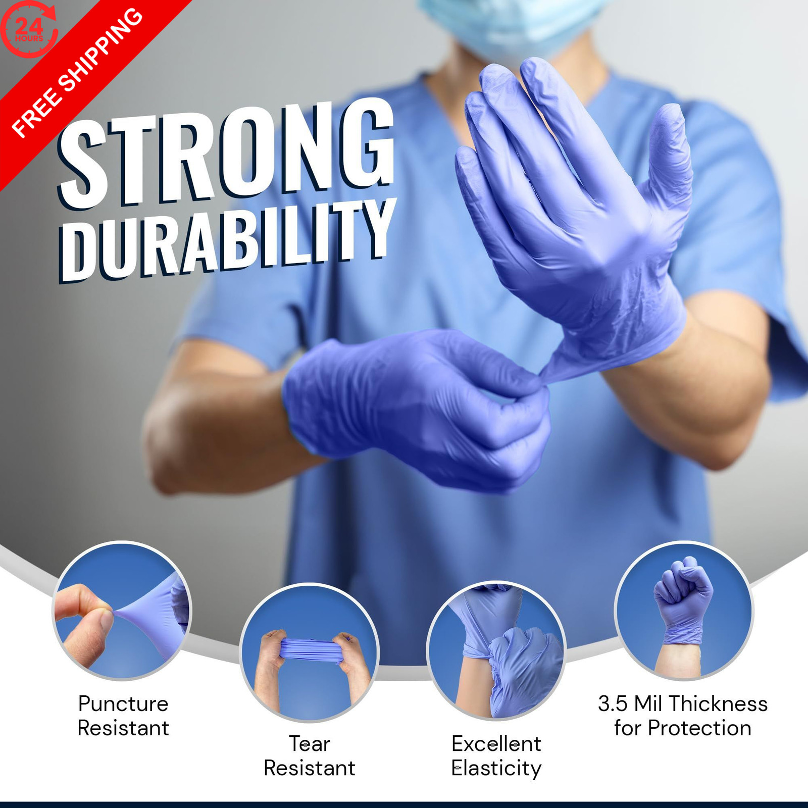 Reli. Nitrile Gloves Large 500 Pack | Powder & Latex Free Large, Blue