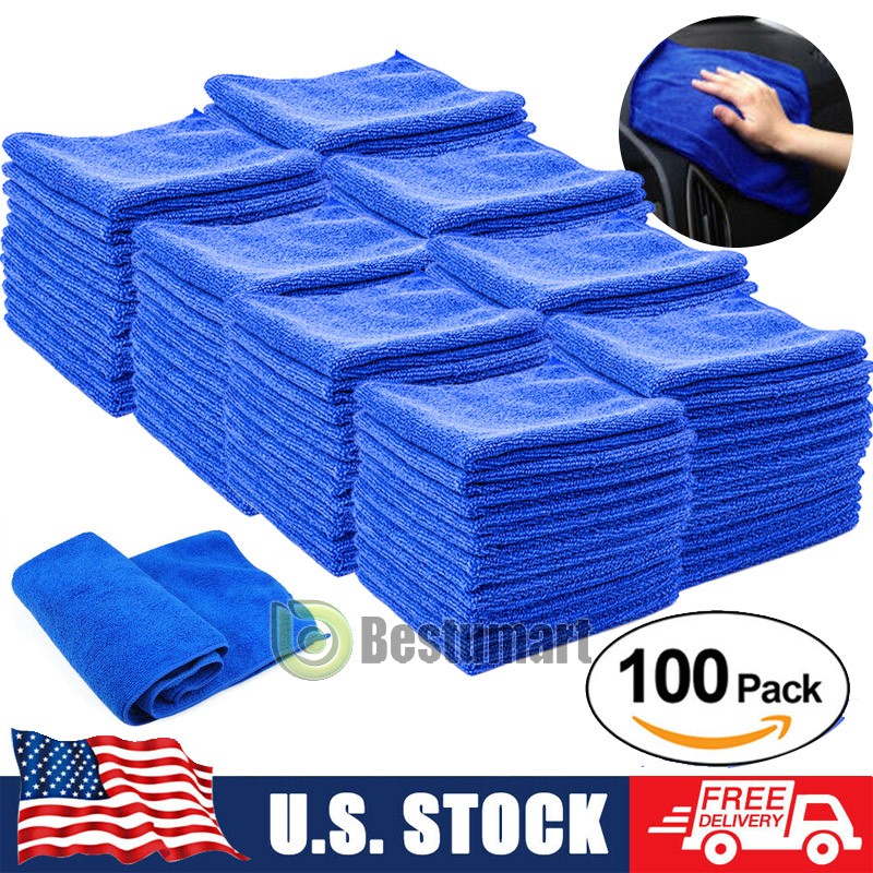 50/100x Microfiber Cleaning Cloth Towel No-Scratch Rag Car Polishing Detailing
