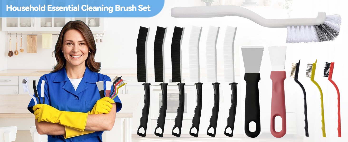 13PCS Crevice Cleaning Brush Set,Multifunctional Cleaning Brush Tools,Hard