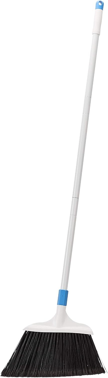 Heavy-Duty Floor Cleaning Broom with Stiff Bristles, Sturdy 3-Piece Handle, Easy