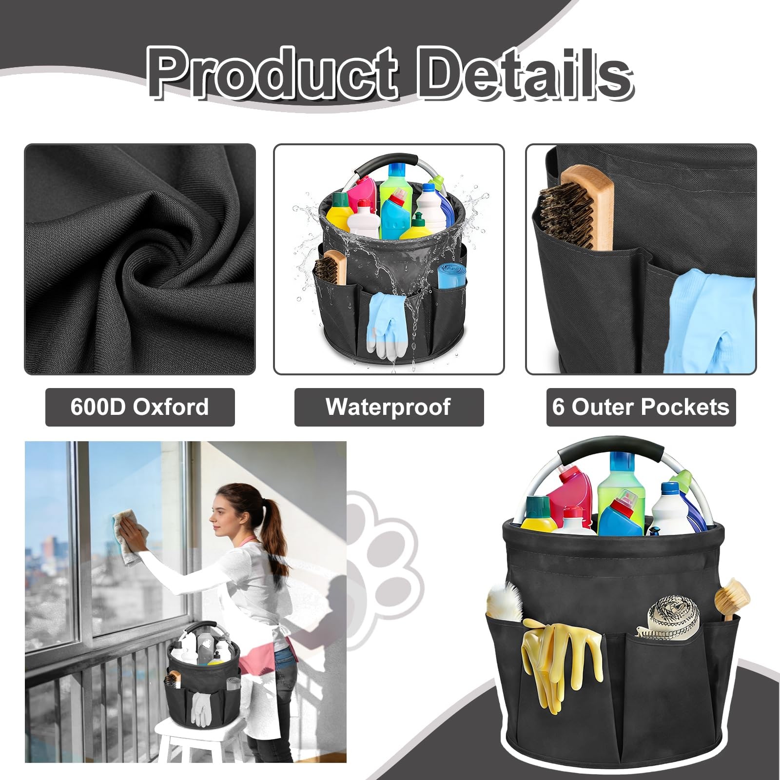 Cleaning Caddy for Cleaning Supplies, 17L Cleaning Supply Caddy with Handle F…