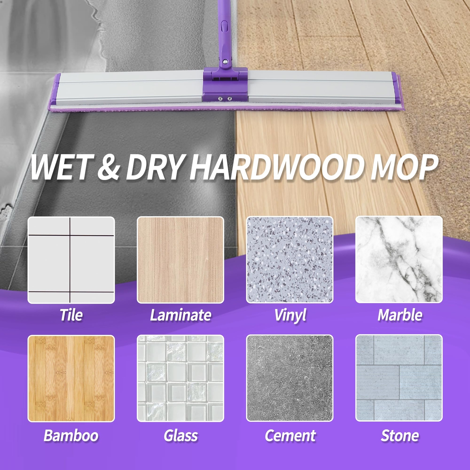 24″ Microfiber Mop For Floor Cleaning Dry And Wet Floor Mop For Hardwood Laminat
