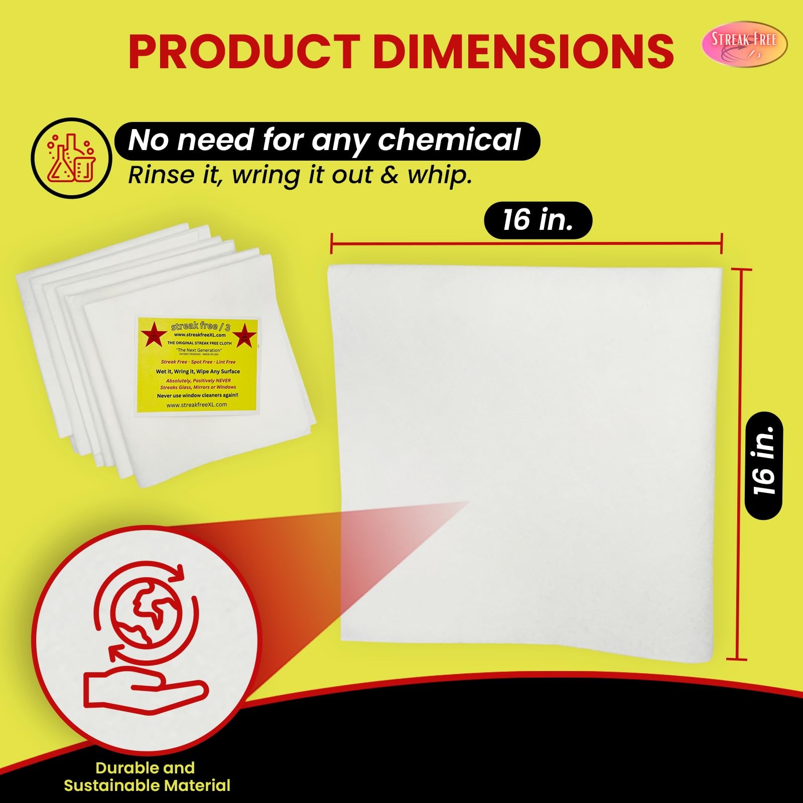 Microfiber Cleaning Cloth “As Seen On TV” 6 Pack – 16″ X 16″ Lint-Free Cloths