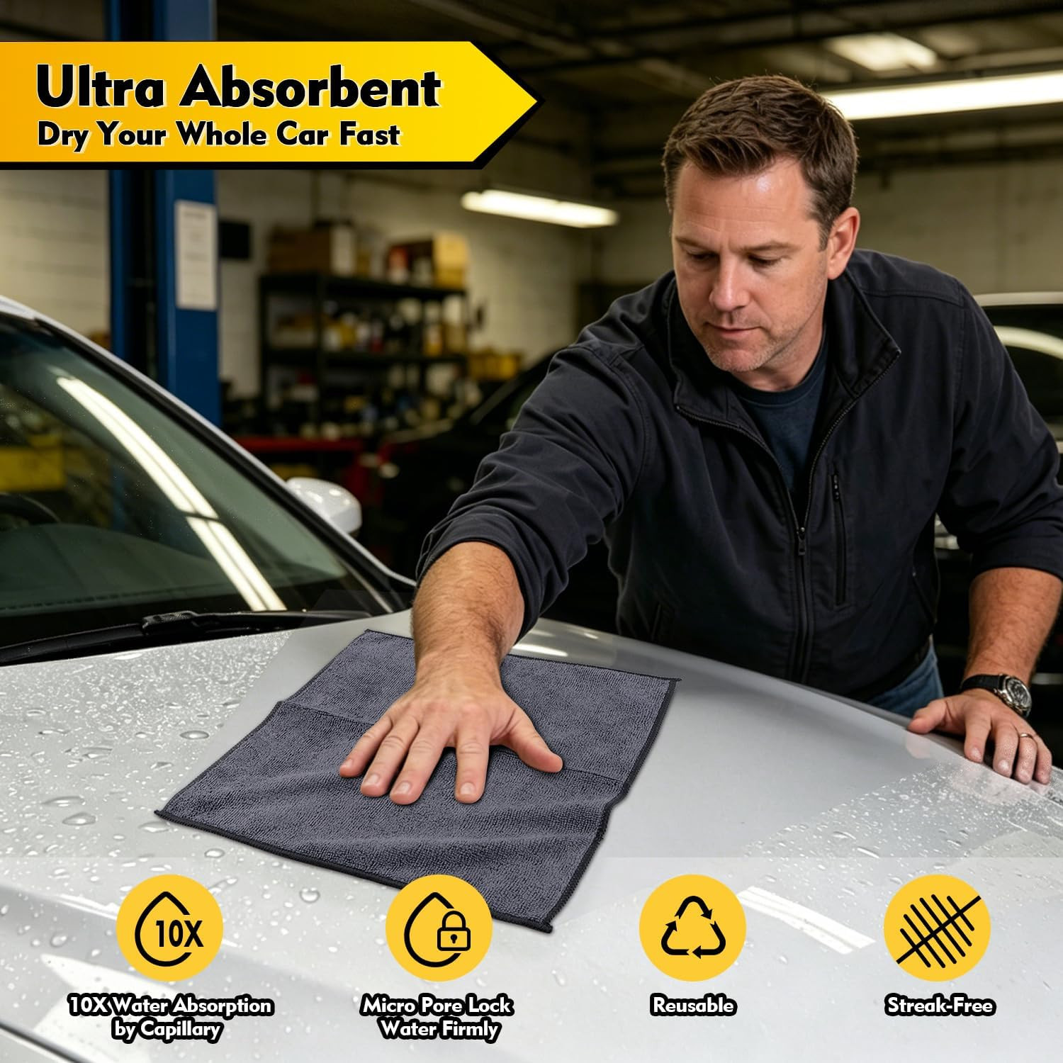 Microfiber Cleaning Cloth 12 Pack, 12.5 X 12.5 Inch Microfiber Towels for Cars,