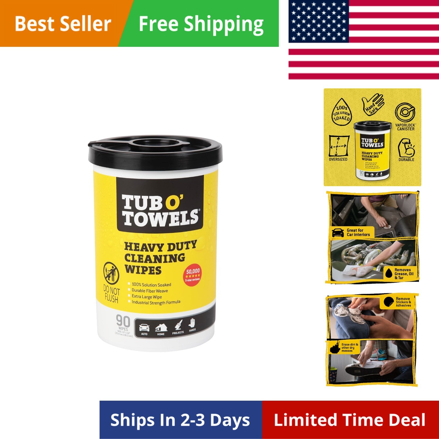 Heavy-Duty 10″ x 12″ Size Multi-Surface Cleaning Wipes, 10″ x 12″ wipes Per C…