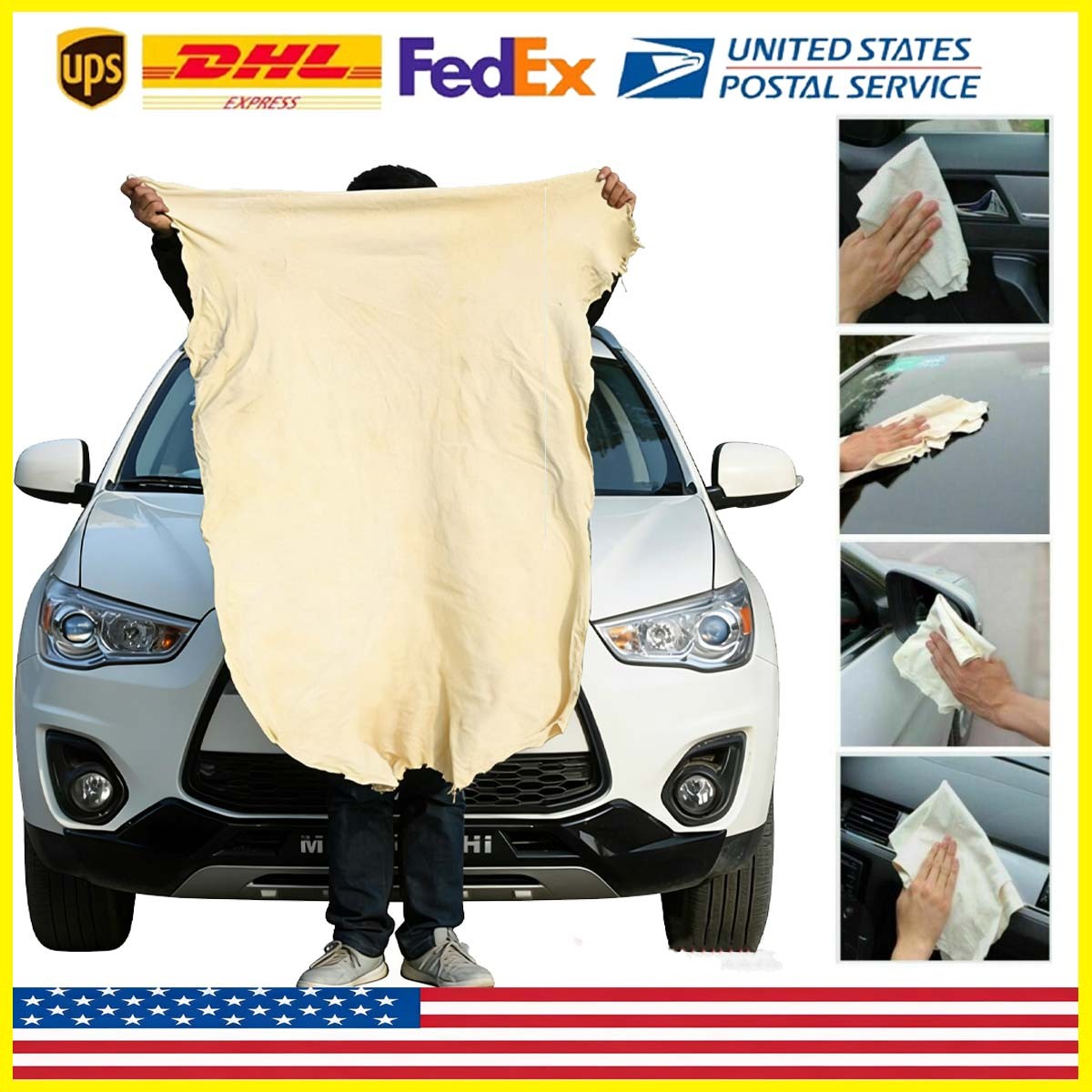 Leather Car Cleaning Cloth Wash Absorbent Drying Shammy Towel Natural sheepskin