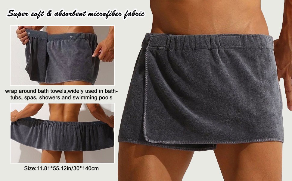 Men Boys Soft Wearable Bath Towel Short Pants Adjustable Mircofiber Towel Pool