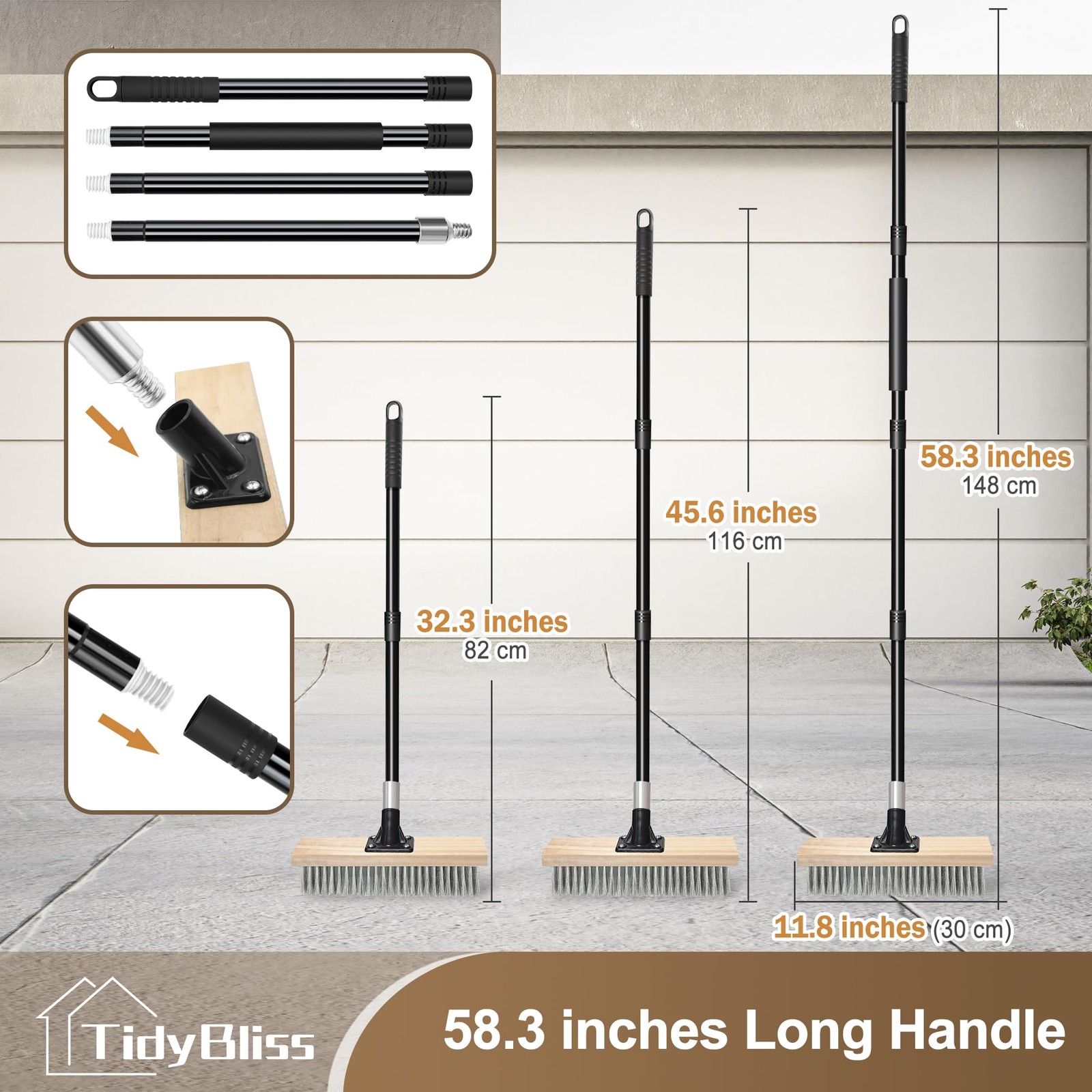 Stainless Steel Wire Scrub Brush with Long Handle, Heavy Duty Stiff Metal Bro…
