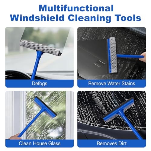 2-in-1 Car Window Squeegee and Sponge Scrubber for Home, Car, Glass, Shower,