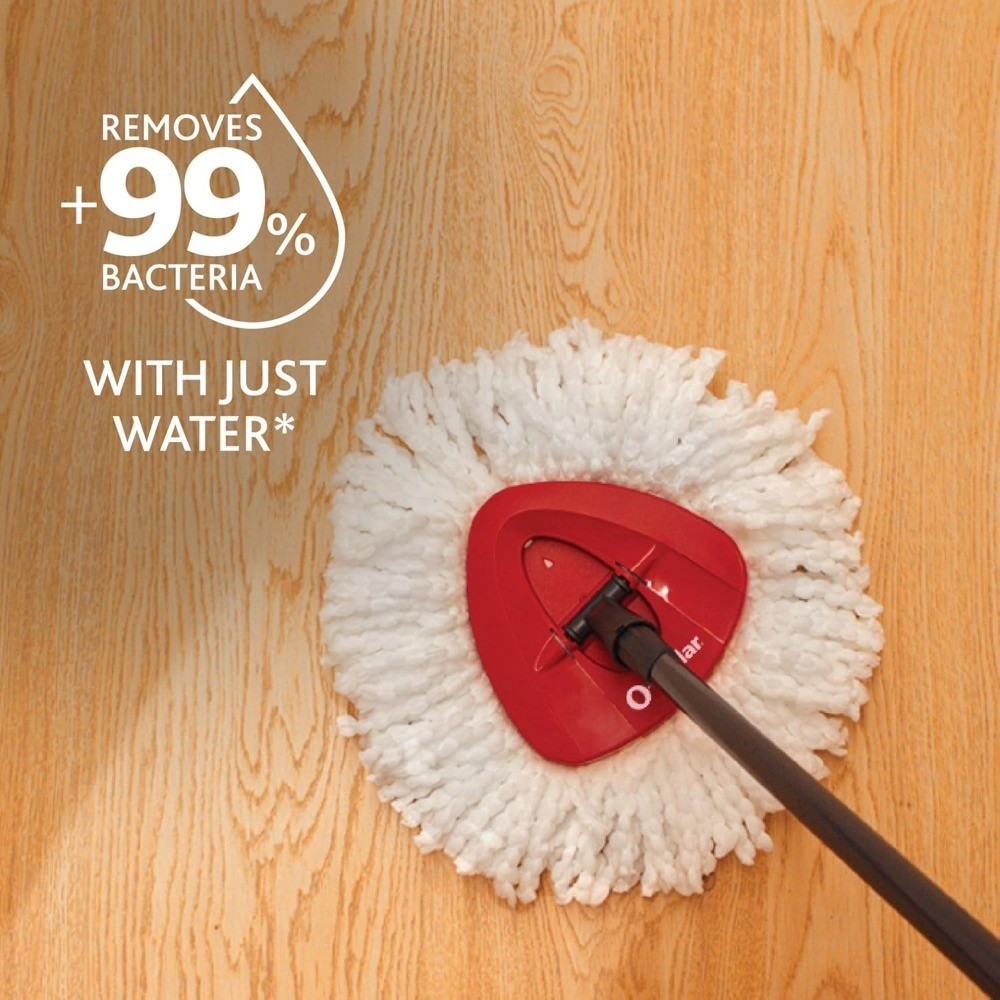 EasyWring Microfiber Spin Mop and Bucket Floor Cleaning System in Red and Gray