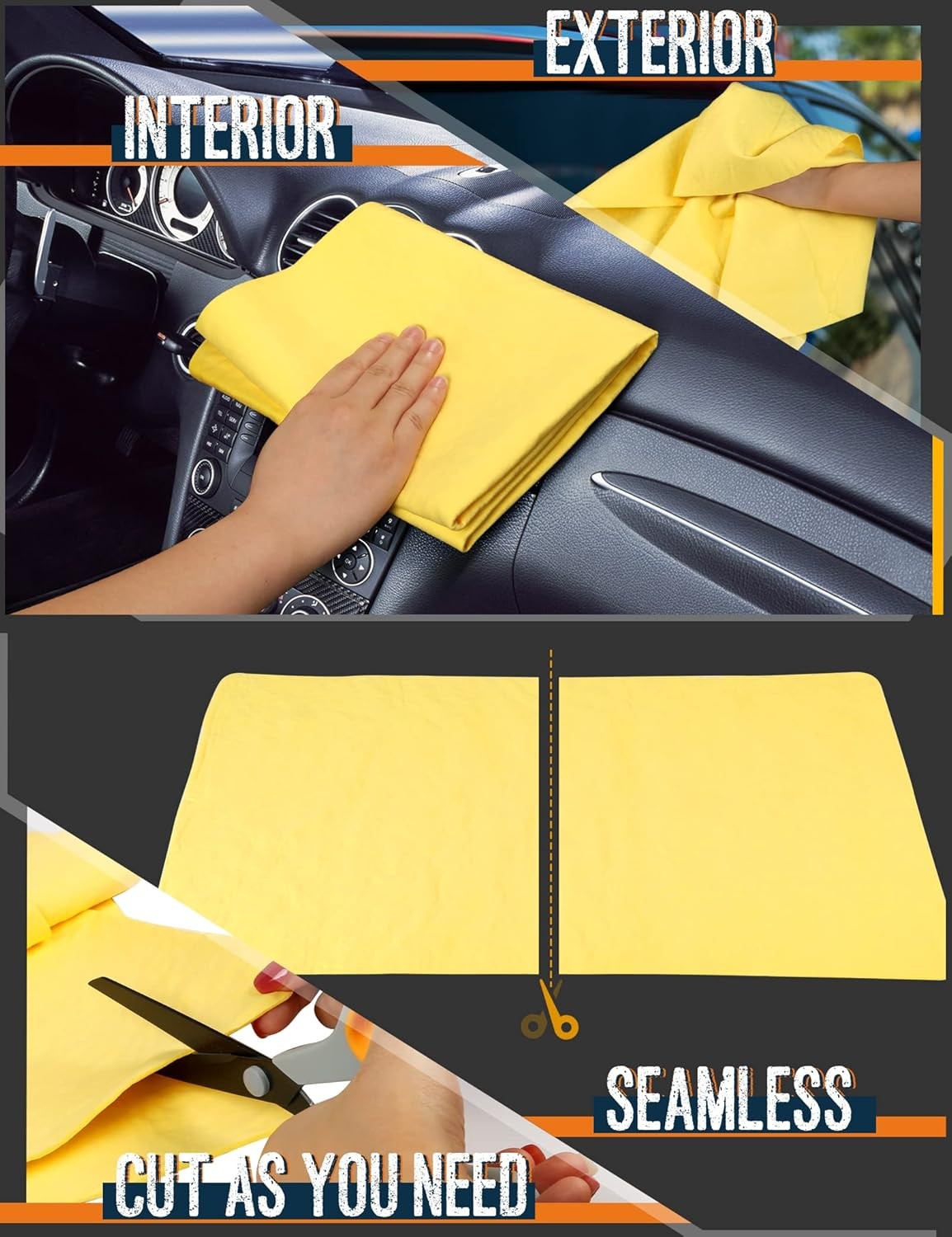 Premium Shammy Towel for Car, Super Absorbent 26″”x17″” Large Car Drying Towel,