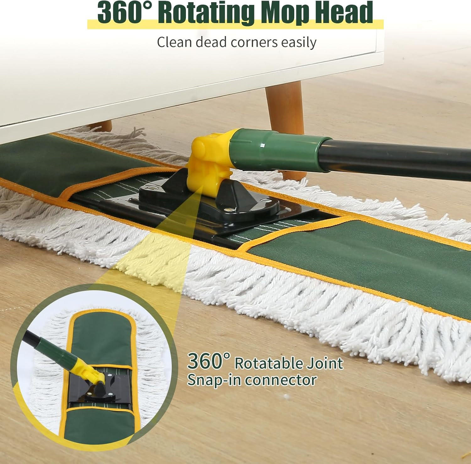 24″ Commercial Dust Mop for Floor Cleaning, Heavy Duty Large Mop with Replacemen
