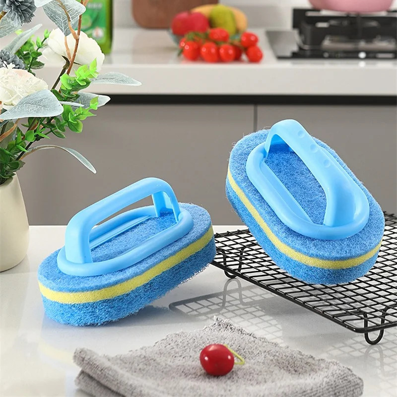 6/3/1Pcs Household Cleaning Brush with Handle Sponge High-Density Thick Scouring