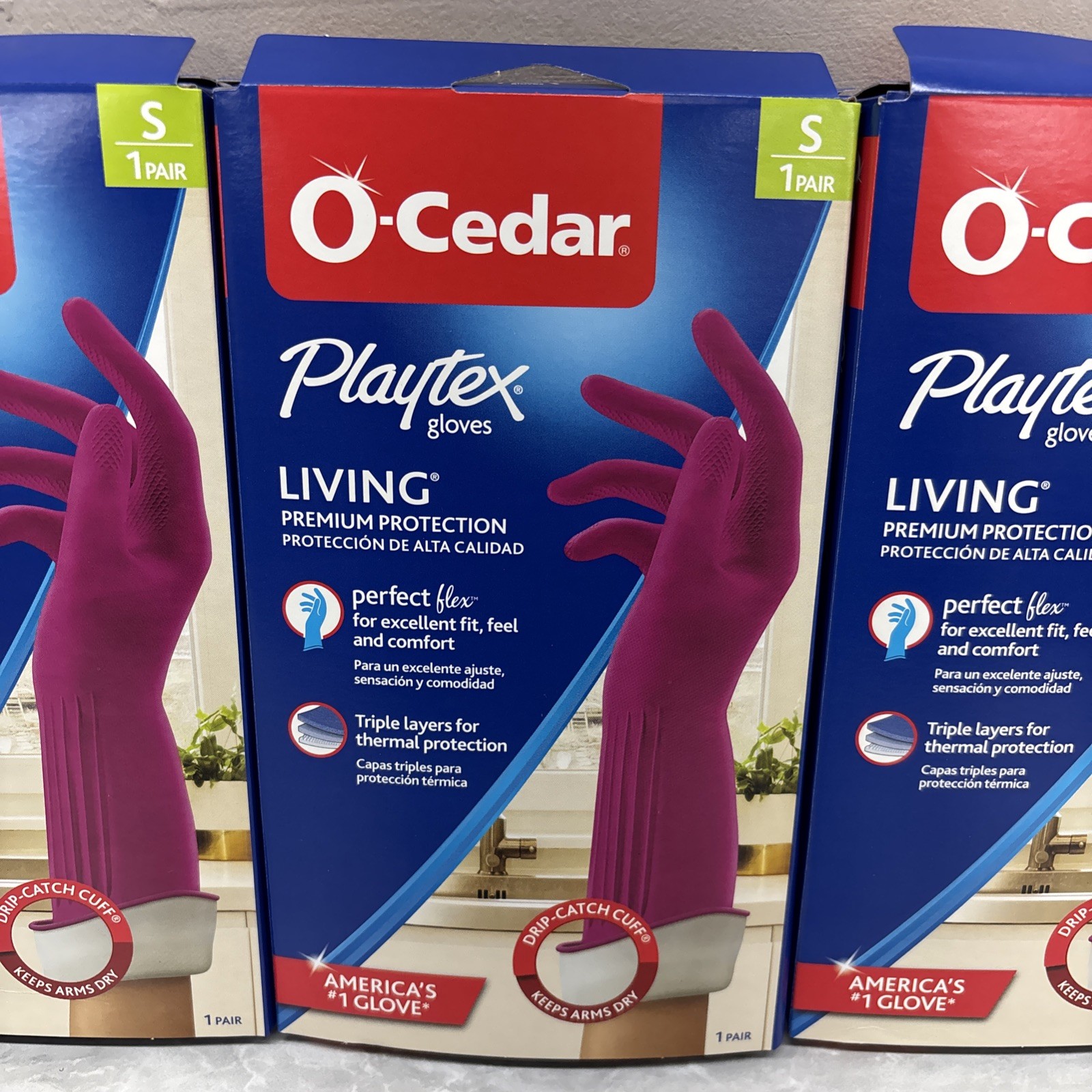 Playtex Living Reuseable Rubber Cleaning Gloves Small 3 Pairs Premium Protect…