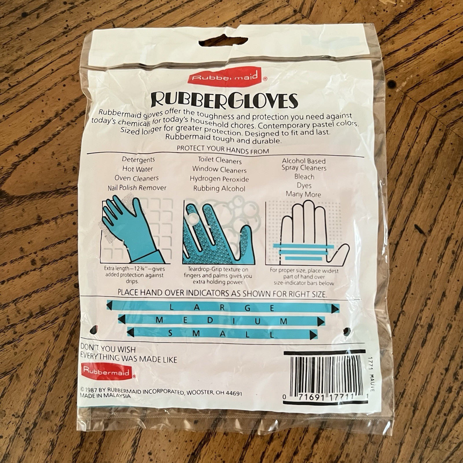 Vintage 1987 Rubbermaid Rubber Gloves Mauve Pink Small New in Package Old Stock
