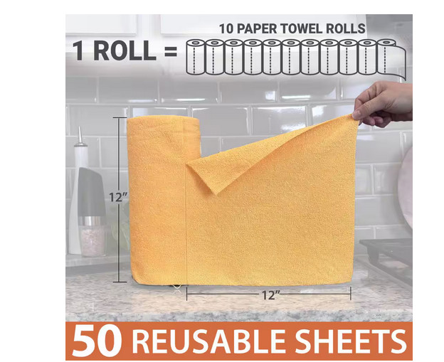 Easy-Tear 12×12 Microfiber Cloth Roll (50 Count) – Durable Cleaning
