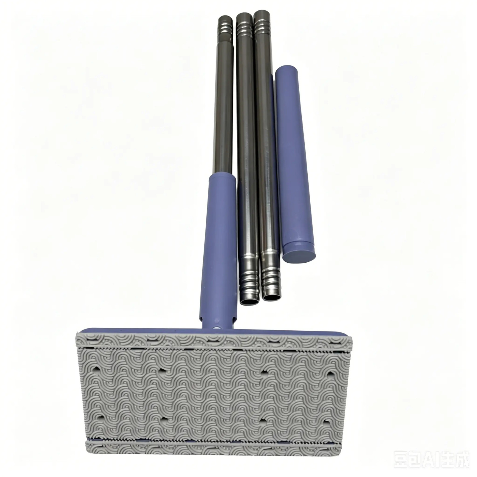Flat Mop Metal Handle Plastic Head 90cm Purple White 16x8cm