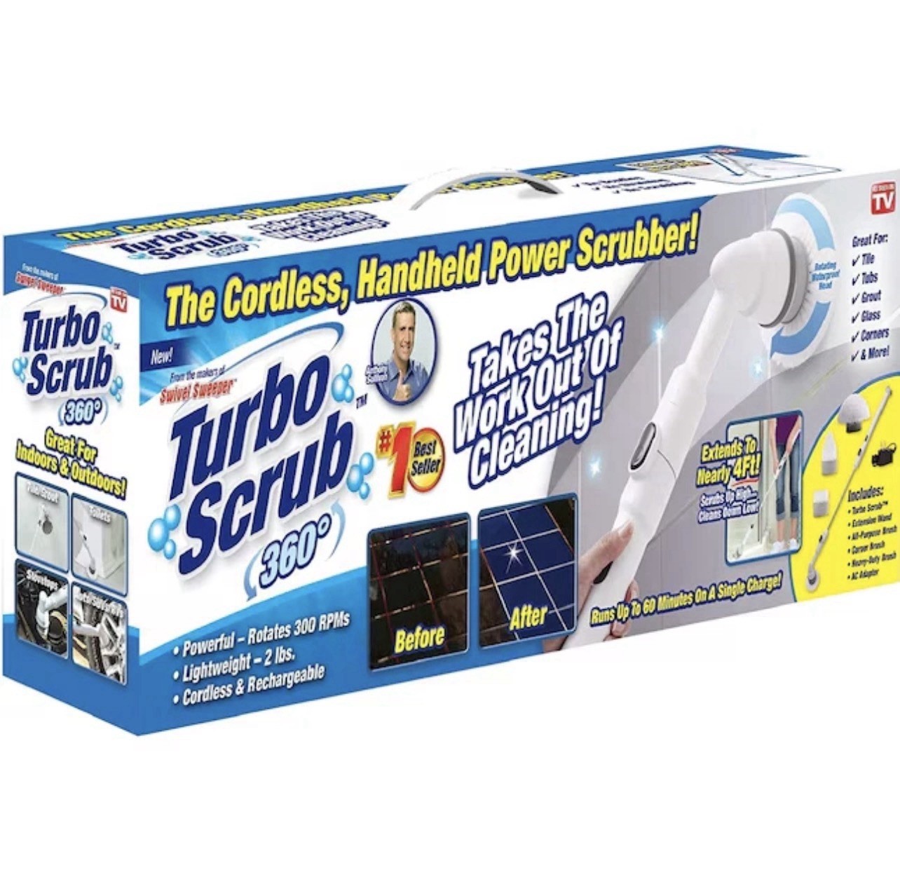 Turbo Scrub 360 Power Scrubber with Extension Handle New In Box