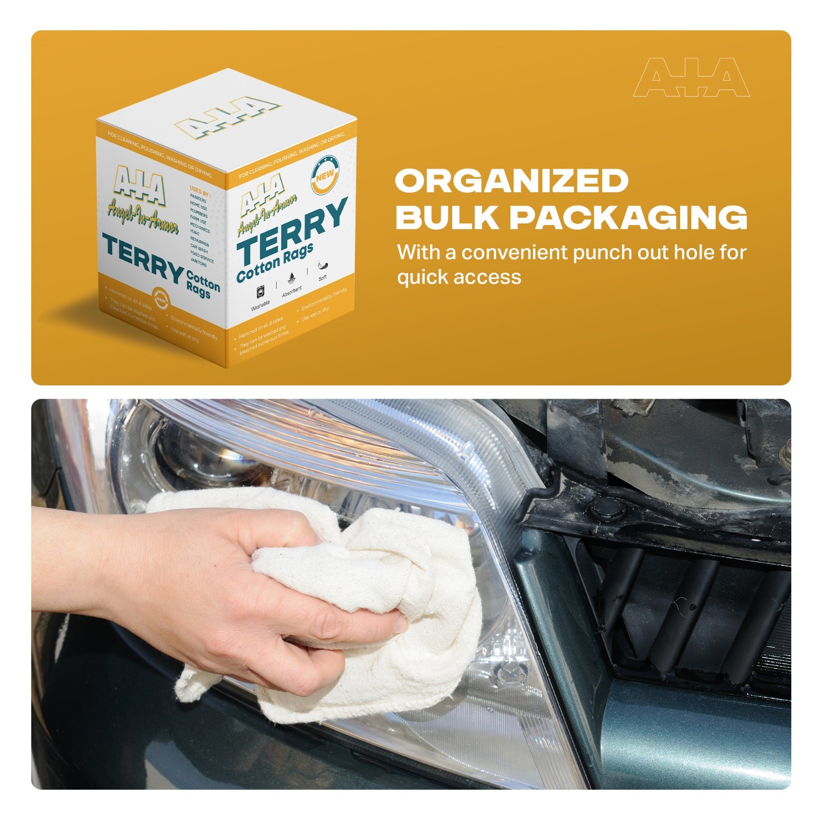 300 COTTON TERRY CLOTH CLEANING RAGS / SHOP TOWELS / 12X12- 25 DOZ. / WHOLESALE