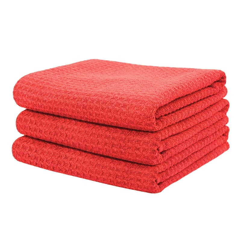 3 Pc Microfiber Waffle Weave Red Glass Window Auto Kitchen Drying Towel 24 x16″