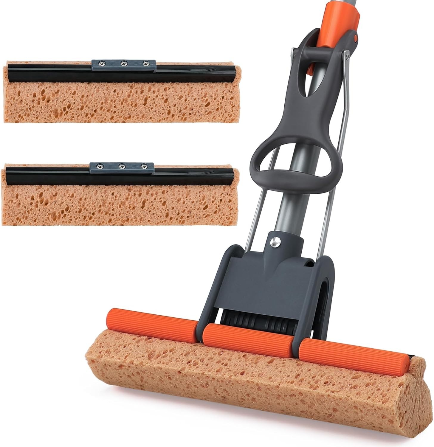Floor Cleaning Sponge Mop with 2 Refills Long Handle Light Weight Durable