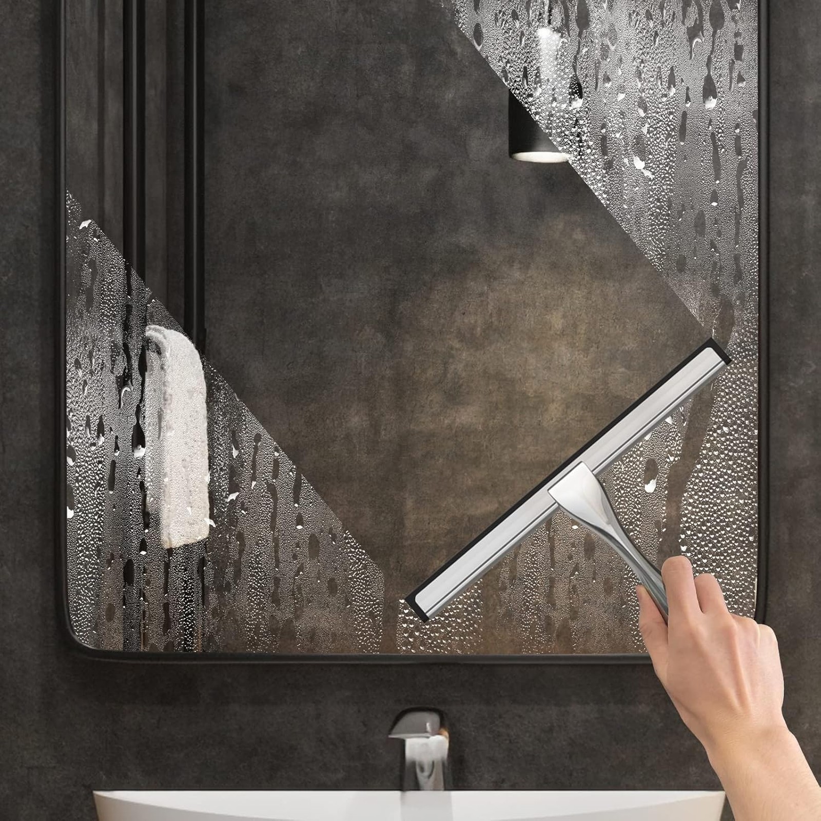 All-Purpose Stainless Steel Shower Squeegee 10 Inch Silver Glass Tile Car Mirror