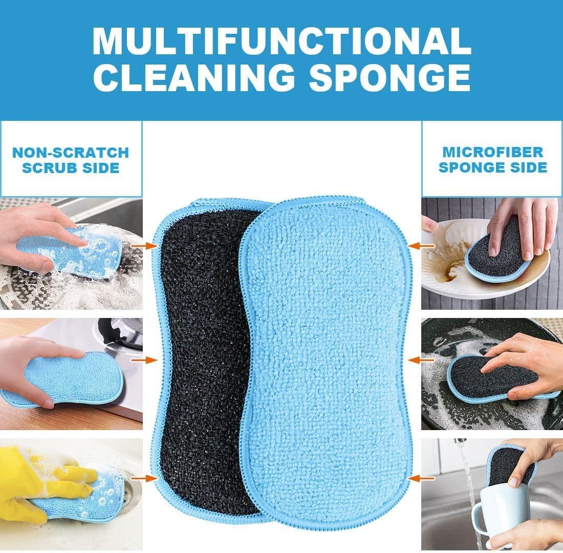 Scrub-it Multi Purpose Kitchen Microfiber Sponges Non Scratch Dish Cleaning Pad