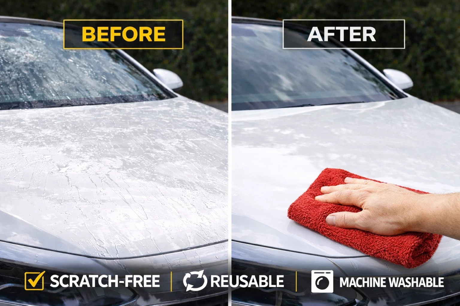 Microfiber Car Drying Towel 15x24in Gray Red Twisted Terry Ultra Absorben