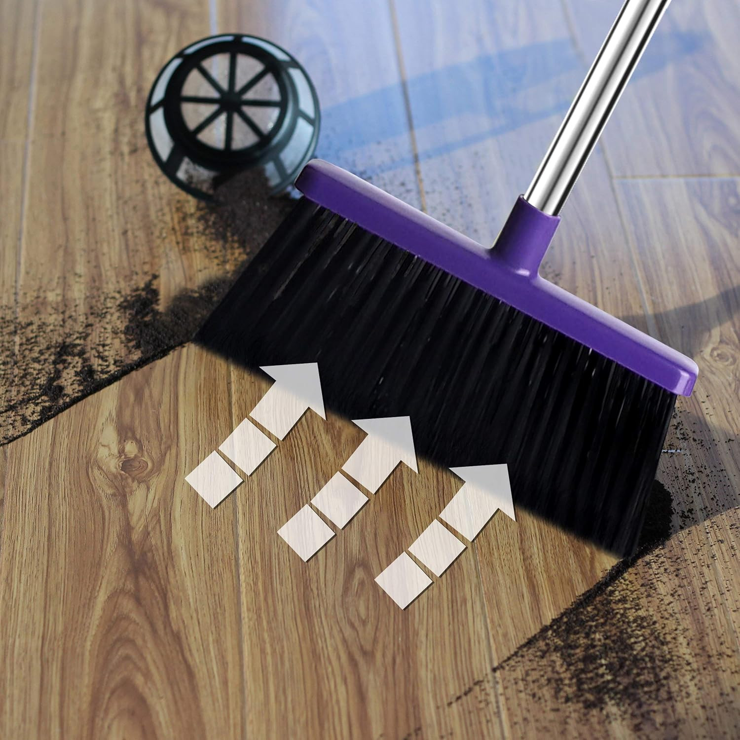 Broom and Dustpan Set, Upright Purple with 1 Count (Pack of 1),