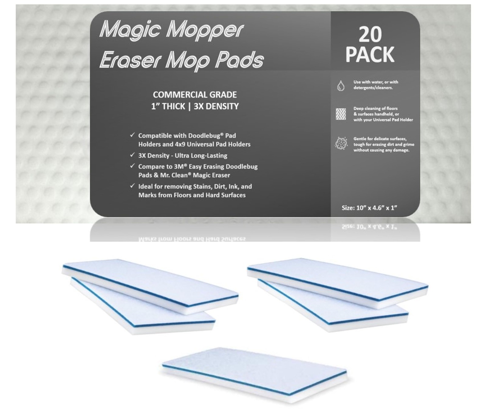 4610 Eraser Pads – 20 Pack 4.5″ x 10″ x 1″ Commercial Grade Melamine Sponges …