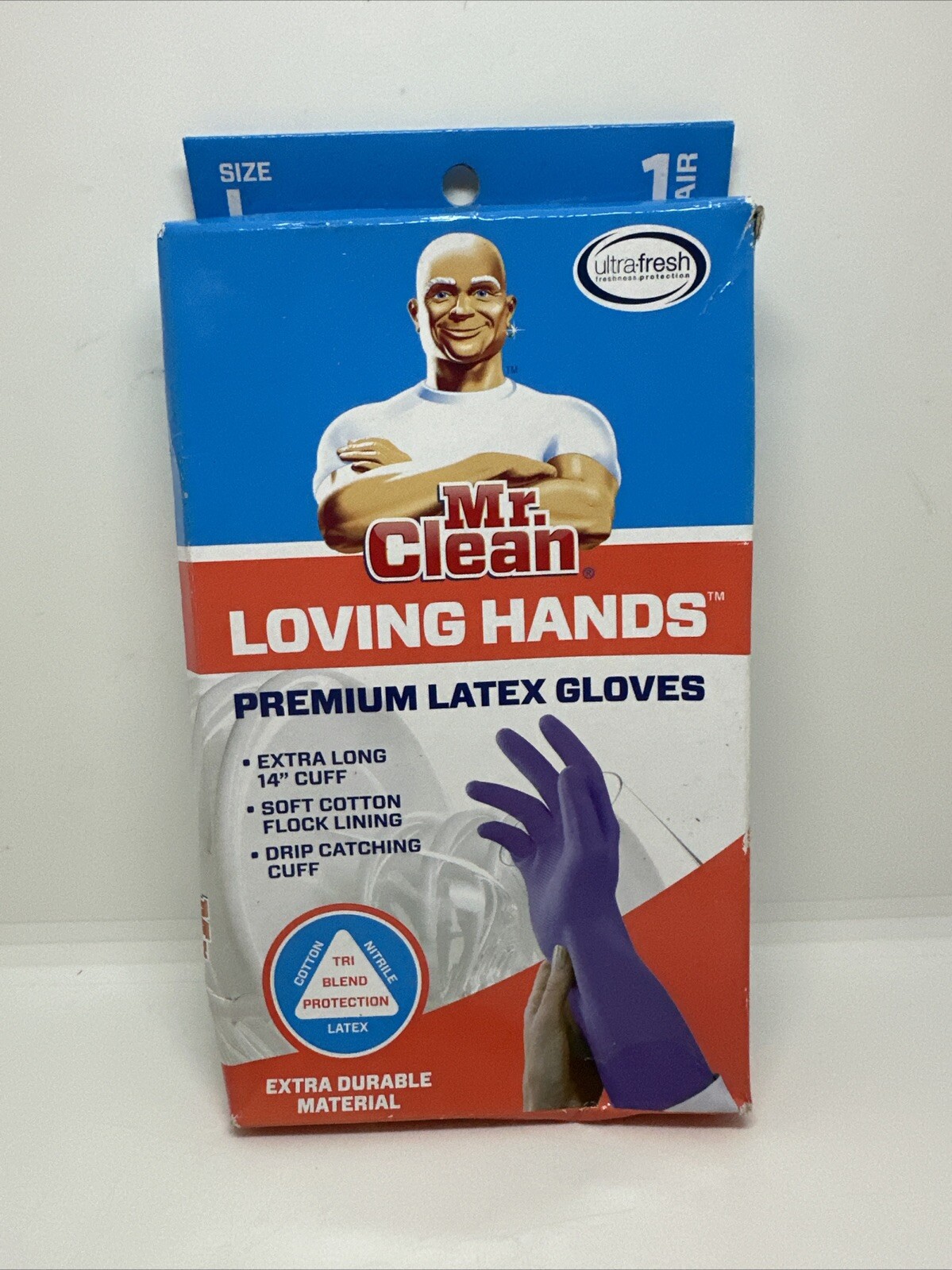 Mr Clean Latex Gloves Loving Hands Extra Long Premium Size Large Purple 1 Pair