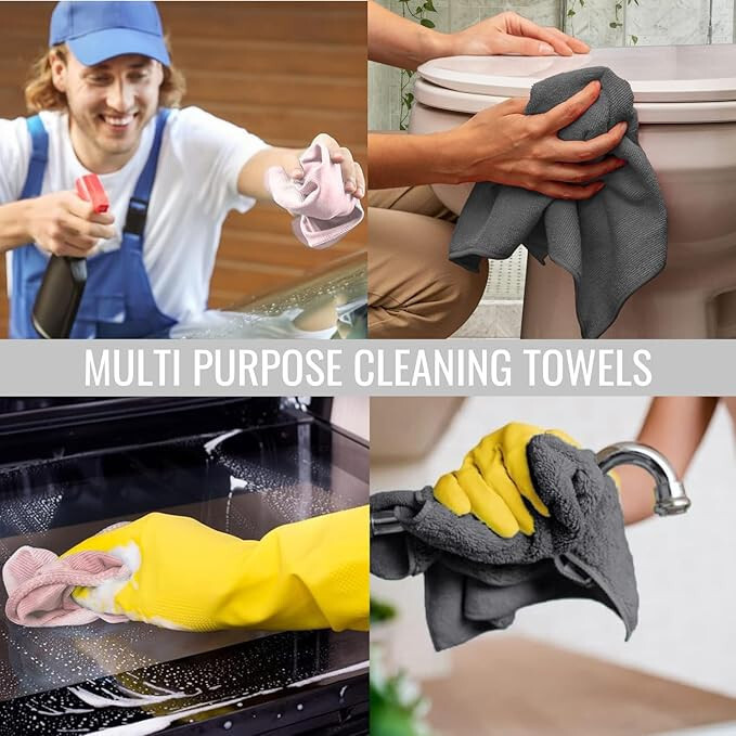 USTRADEENT Pack Of 6 Microfiber Cleaning Cloth Roll 12×12 Inches -75 Pack