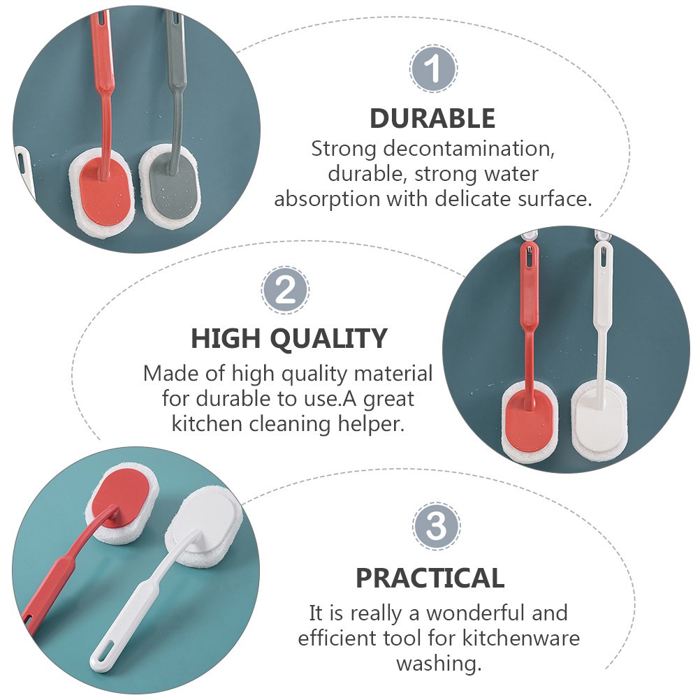 3Pcs Sponge Brush Cleaning Scrubber for Kitchen Use Assorted Colors