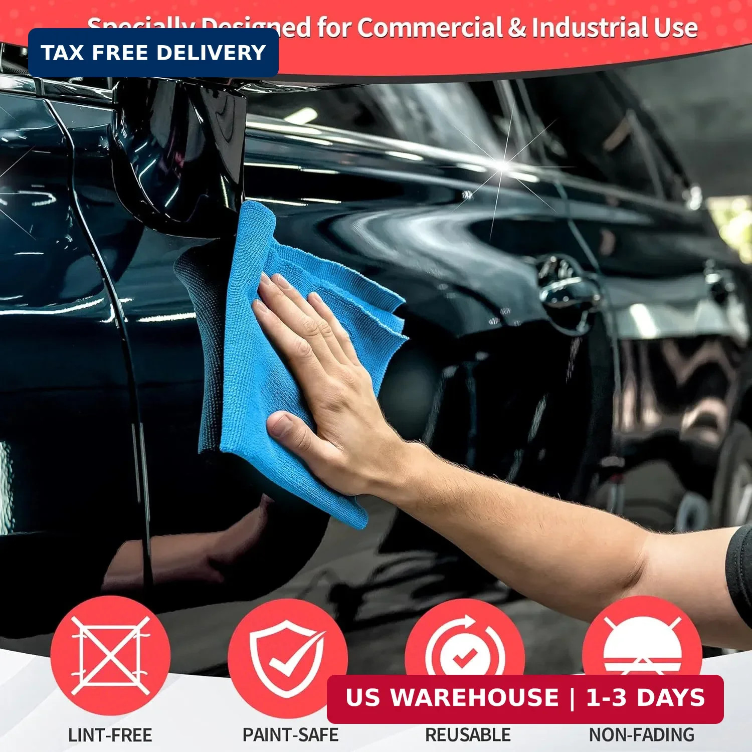 Shop Towels, 100 Pack Microfiber Towels for Cars, Microfiber Cleaning Cloths, Bu