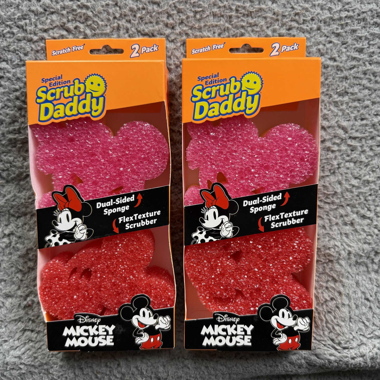 Lot of 2 Scrub Daddy Sponge 2 Pack Pink Disney Mickey Mouse Minnie Special Editi