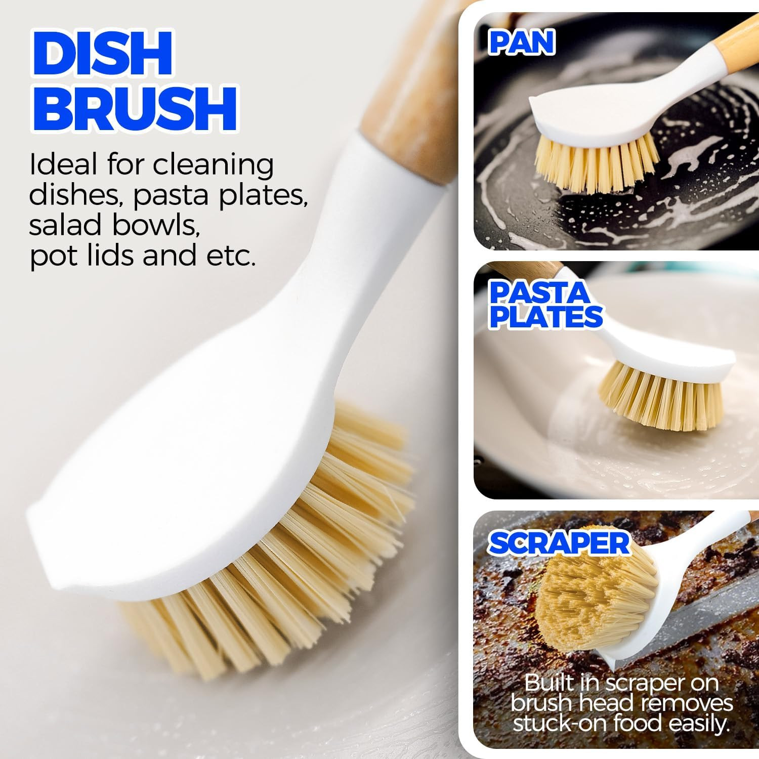 6-Pack Dish Brush Set with Bottle and Straw Brushes, Yellow
