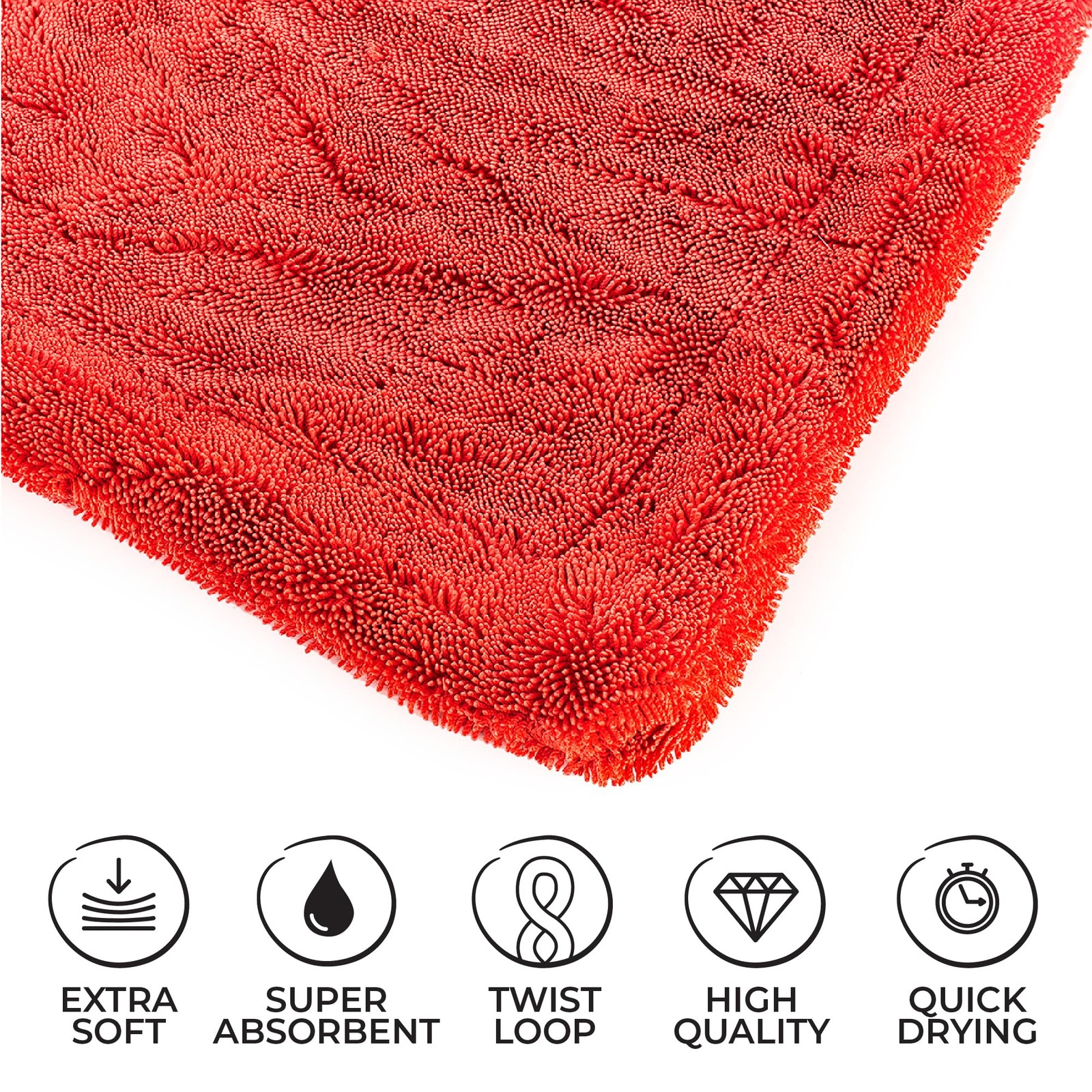 1500gsm Heavy Duty Car Drying Towel 30in x 30in, 70/30 Blend Twist Loop Design