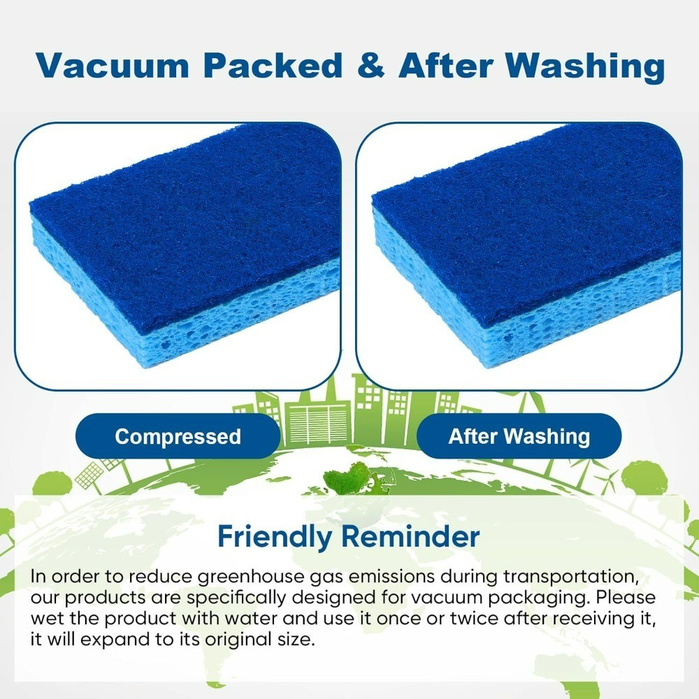 Non-Scratch Dish Sponges 24 Pack Dual Sided Scrub Sponges for Kitchen Bathroom