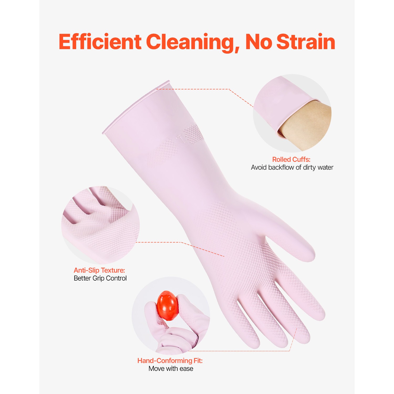 Uimoso Durable Cleaning Gloves – 2 Pairs,Non-Slip,Large Size for Household Tasks