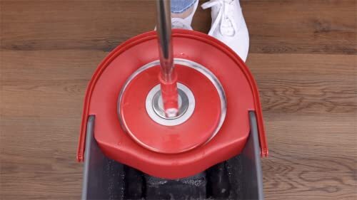 SIMPLI-MAGIC 79349 Spin Mop Cleaning System with 3 Microfiber Mop Heads, Red/GRA