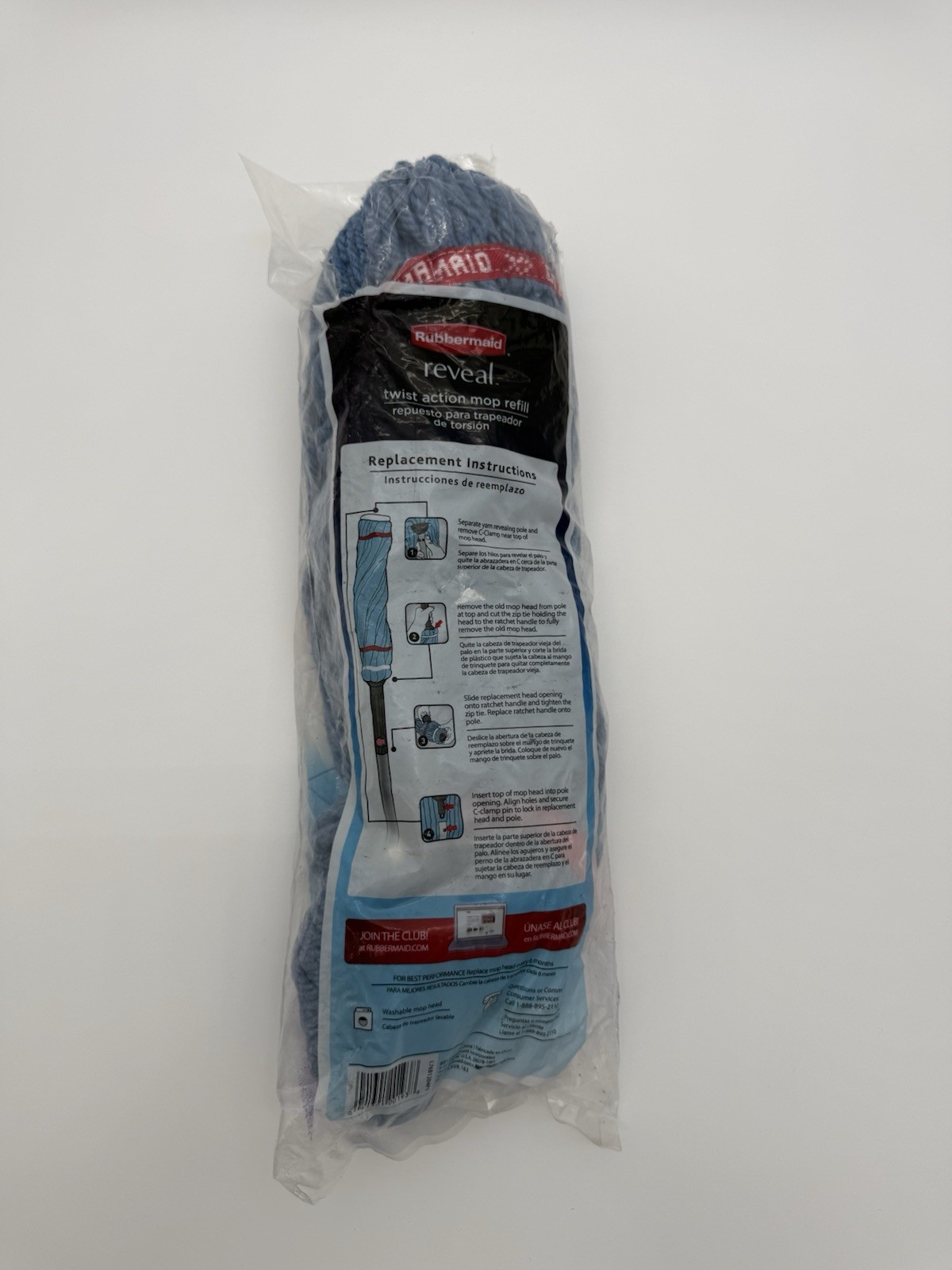 Rubbermaid Reveal Mop Refill Twist Action Washable Mop Head No Touch Easy Grip