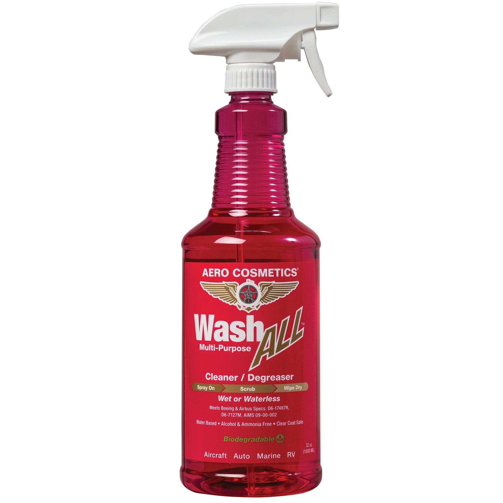 Aero Cosmetics Wash All Multi-Surface, 32 Fl Oz (Pack of 1), Red