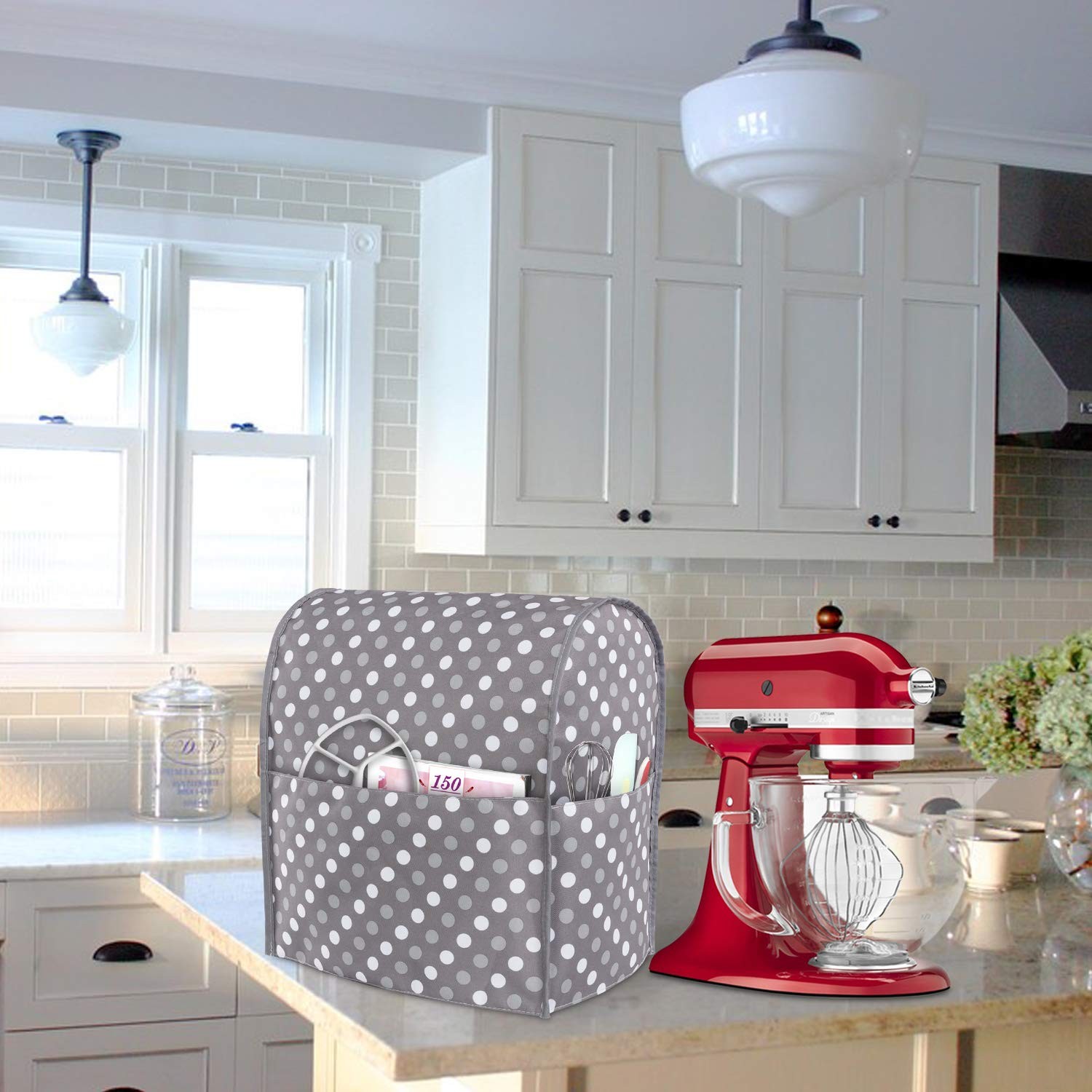 Luxja Dust Cover Compatible Fits for 4.5-Quart and 5-Quart, Gray Dots