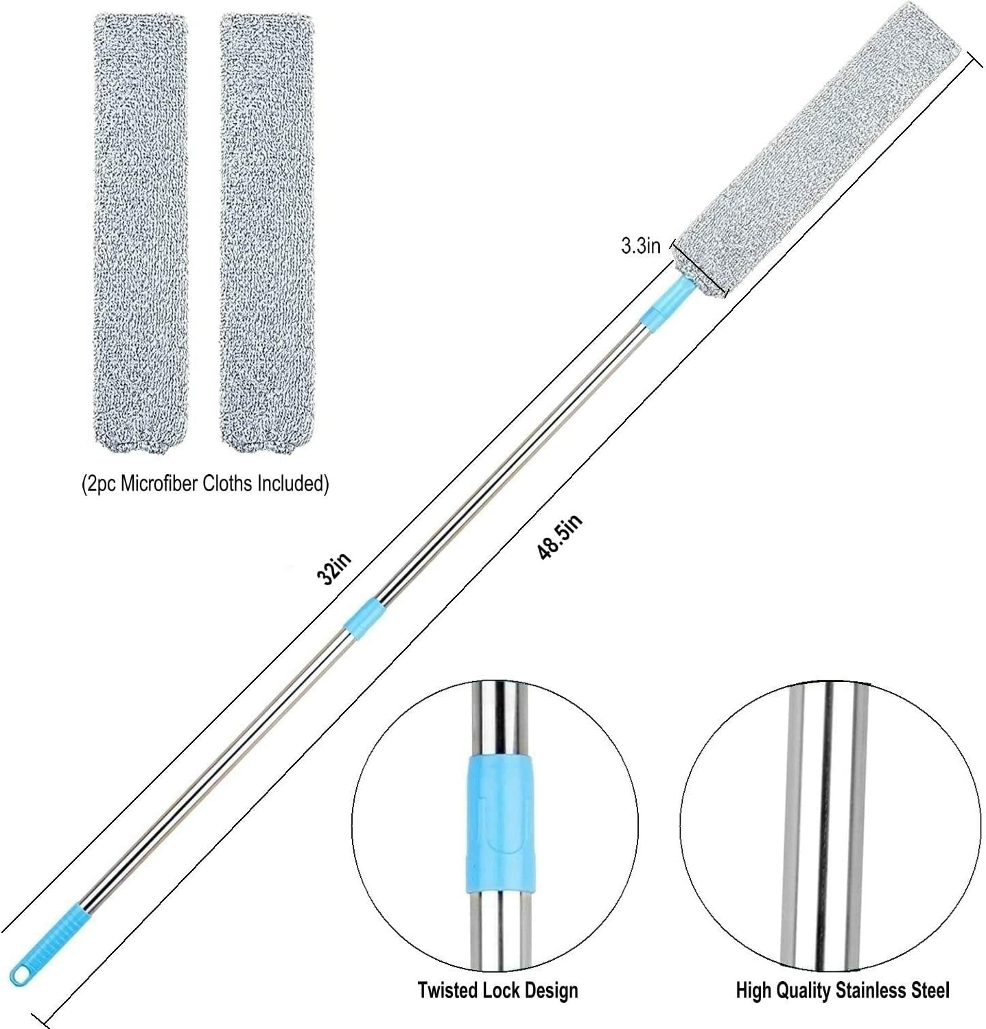 Long Handle Retractable Gap Cleaning Duster Microfiber Household Dust Removal