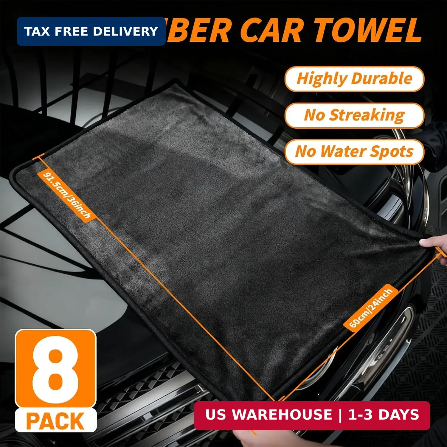 8 PCS Microfiber Towels for Cars 36×24 Inch Microfiber Cleaning Cloths Bulk Soft