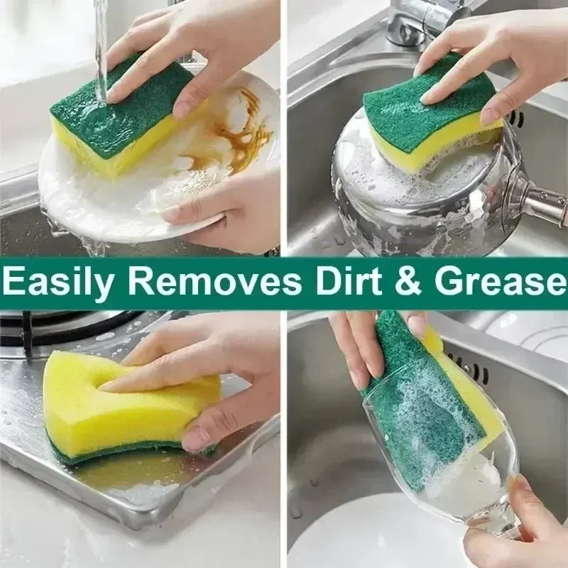 100/1Pcs Kitchen Dishwashing Sponge Soft Absorbent Clean Rub Pot Rust Scouring P