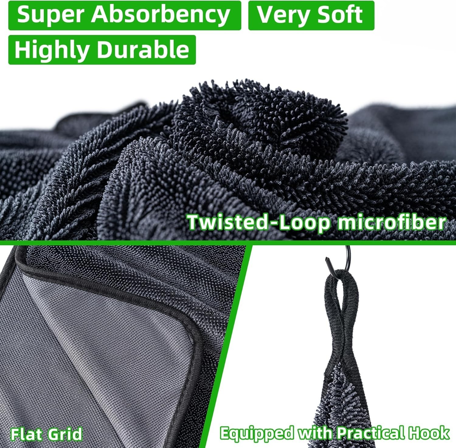 Toalla de secado para auto de microfibra ultra absorbente sin rayas ni manchas