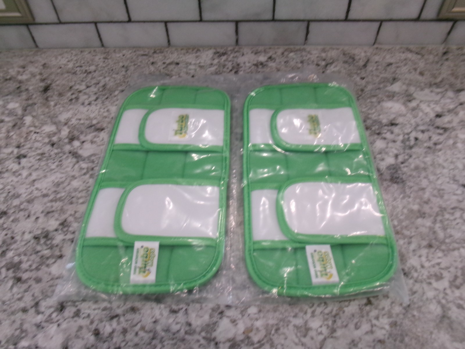Turbo Microfiber Green Reusable Washable Mop Pads, Set Of 2, ****SEALED*****
