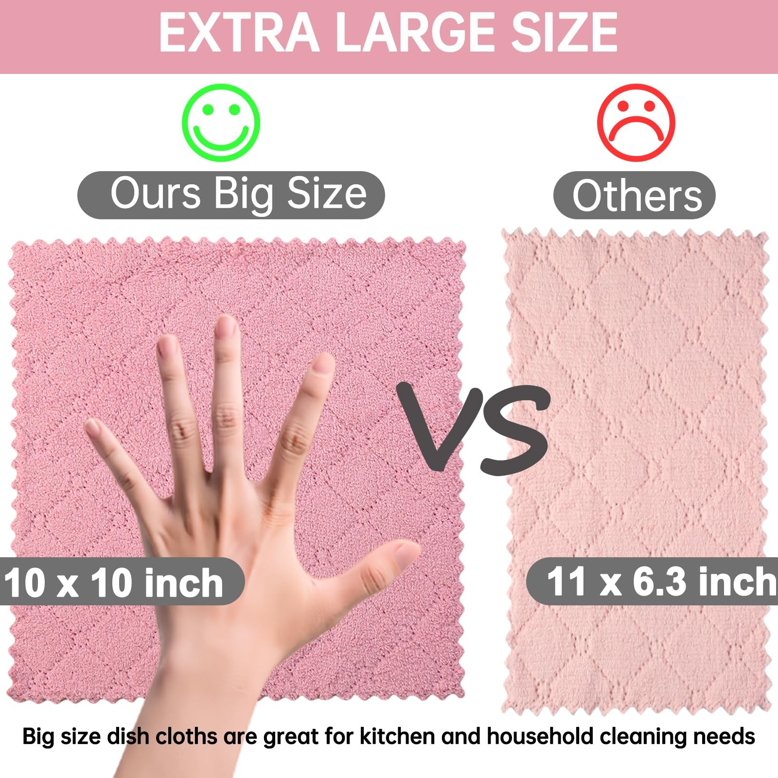 IZYUF 12 Pack Kitchen Cloth, 10 inches x 10 inches, Green，grey, Purple, Pink